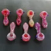 Vente en gros Mini Pyrex Pipes À Main En Verre Accessoires De Rig De Fumer Brûleur De Tabac Coloré 3D Rose Violet Longueur 3 Pouces