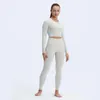 Yoga-Outfit Nepoagym ACTING Basic Damen, kurzes, nahtloses Oberteil, glatt, weich, mit Scrunch auf dem Rücken, langärmlige Crop-Workout-Shirts für Sport und Fitnessstudio