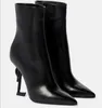 2024 Luxury Winter Ankel Boot Shoes Opyum Booties Woman High Heels Women Autumn Calf Leather Pointed Toe Black White Woman Luxury Brands Boots With Box