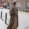 Women's Trench Coats Fashion Oversize Loose Women Coat Long Double-Breasted Duster Windbreaker For Lady Spring Autumn Outerwear Black