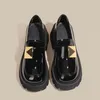 Chaussures habillées taille 33-43 en cuir verni noir femmes 2023 printemps plate-forme mocassins