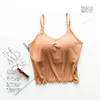 Camisoles Réservoirs Bretelles Coussinets de beauté pour le dos féminin Fil ombilical Japonais Court Tube de poitrine Soutien-gorge Sling Gilet Coton Intégré Haut enveloppé