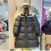 Manteau en duvet haut de gamme pour femme, Long manteau contrasté aux genoux, nouvelle collection hiver 2023