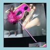 Party Masks Venetian Masquerade Feather Flower Glitter Women Mask On Stick Mardi Gras Costume Halloween Carnival Handle Festive Drop Dh5Fa