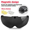 Casques de vélo GUB Casque de vélo avec visière et lunettes magnétiques VTT Vélo de route Casque de sécurité à vélo Moulé intégralement 3 lentilles pour hommes femmes P230419