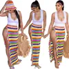 HBP Hand Crochet Swimwear Women's Tassel Maxi jupes Fomes Fashion Sexy Side High Split Tree Long Beach Cover Ups Casual Pupiot