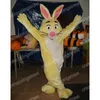 Traje de mascote de coelho amarelo de Natal de alta qualidade Personagens de desenhos animados Outfits Halloween Carnaval Vestido Ternos Tamanho Adulto Festa de Aniversário Outdoor Outfit