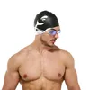 耳の保護のための水泳弾性防水PUファブリック長いヘアスポーツプールキャップメンズアンドレディーススイミングキャップソリッドカラーP230531