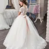 Girl Dresses Flower Formal Short Sleeve Lace Up Back For Wedding Party Birthday First Communion Princess Gown