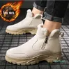 Novos sapatos masculinos de inverno botas de neve casuais botas de inverno baratas botas de couro real com zíper sapatos esportivos quentes masculinos