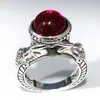 Cluster ringen retro -stijl Dark Red Moonstone Ring Natuurlijk sieraden met stenen feest bruiloft accessoires Fashion trends