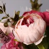 19 i konstgjorda pionblommor Silk Fake Flowers Wedding Party Home Decoration Flower Bouquet Wreath