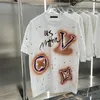 Schwarz-weiße Sommer-T-Shirts für Herren, Designer-T-Shirts, lockere Baumwollkleidung, Briefdruck, Farbe, Graffiti, kurzärmeliges Hemd, modisches, lässiges Hip-Hop-Streetwear-T-Shirt