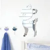 壁のステッカー子供用漫画装飾ミラーバスルームベビールームウサギスターシカアクリルミラークリエイティブホームアートウォールデコレーション