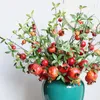 Decorative Flowers Pomegranate Fruit Branch Twigs Red Artificial Flores Home Decor Ornament Easter Christmas Decoration Accessoriesn Gift