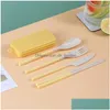 Dinnerware Sets Wheat St Portable Tableware Set Folding Tablewares Knife Fork Spoon Chopsticks Detachable With Storage Box D Dhgarden Dhsrk