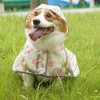 Dog Apparel Innovative Rain Jacket With Towing Hole Windproof Meticulous Workmanship Clear Floral Print