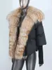 Parkas de plumón para mujer, chaqueta de pato blanca con cuello de piel Natural a la moda, abrigo holgado cálido para mujer, ropa de abrigo gruesa de lujo 231118