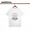 Męskie koszulki Casablanca 2023 Nowy kwiatowy rakiet alfabet drukowana drukowana Trend Trend T-Shirt Summer Casual Fashion Top T-Shirt T230419