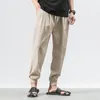 Men's Pants 2023 Summer Casual Large Chinese Style Lantern Men's Linen Cotton Harlen Leggings Men