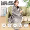 Electric Blanket VEVOR Heated Throw 4 Sizes Soft Flannel Sherpa Heating with 3 Hours Timer Auto off 5 Levels 231118