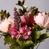 19 i konstgjorda pionblommor Silk Fake Flowers Wedding Party Home Decoration Flower Bouquet Wreath