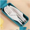 Dinnerware Sets Wheat St Portable Tableware Set Folding Tablewares Knife Fork Spoon Chopsticks Detachable With Storage Box D Dhgarden Dhsrk