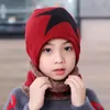 Berets Lightweight Knitted Hat Neckerchief Skin-Touch Coldproof Stylish Cute Children Star Print Fleece Lined Scarf Set