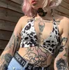 Canottiere da donna Camis Sexy Summer Cow Print Crop Top Scollo a V senza maniche Sling Halter Vest con anello in metallo per ragazze Streetwear 230419