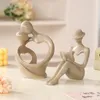 Decorative Objects Figurines NORTHEUINS Abstract Art Couple Girl Statue Resin Ornament Figurines for Interior Home Living Room 231117