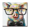 Handmålad oljemålning Animal Smart Pig Unframed 24x24Inch Wall Art Canvas Art for Home Decoration9454515