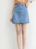 Skirts Zoki Sexy Women Denim Mini Skirt Fashion Summer High Waist Korean Black Skirt Blue Package Hip Jeans Harajuku Cotton S-3XL 230419