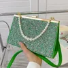 Evening Bags Elegant Women Wedding Clutch With Pearl Glitter Handbags Luxury Designer Lady White Pink Crossbody Messenger