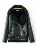 Women's Trench Coats Women Winter Faux Sheepskin Leather Jacket Thick Warm Suede Lambs Motorcycle Coat With Belt Bomber