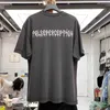 Heren T-shirts Black Angel Print Wash gedragen T-shirt man T230419