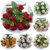 Fleurs décoratives 1 Bouquet Fantaisie Simulation Fleur 6 Couleurs Faux Réaliste Artificielle Eucalyptus Faux Soie Rose Po Prop