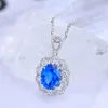 Colar de diamante simples cultivado em laboratório azul casamento Hpht Cvd personalizado por atacado