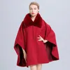 Women's Fur Faux Fur High Quality Women Winter Outerwear Jacket Faux Fur Collar Cloak Plus Size Aline Woolen Solid Poncho Office Lady's Warm Capes 231118