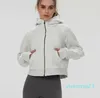 Lu Lu Veste Manteau À Capuche Align Lemon Yoga Outfit Vestes Pour Femmes Plongée Zippée Short À Capuche Porter Manteau En Coton Gym Vêtements D'entraînement Anorak Coupe-Vent Fitness Course Clot