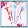 Party Favor Stars Fairy Wand Princess Sceptre avec ruban Favorise les fêtes de vacances Halloween Performance de Noël Props Sac Filler C Dhckf