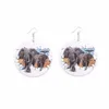 Dangle Earrings SANSHOOR Printing AFRO Artistic Wood Drop African Elephant Pattern 6cm Diameter For Black Women Christmas Gifts 1Pair