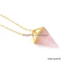 Pendant Necklaces Healing Crystal Opal Pyramid Amethyst Necklace Gold Plated Howlite Rose Quartz Amet Natural Stone Collier Drop Del Dhdrf