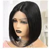 Short Bob Wig Straight 13x1 Lace Front Human Hair Pre Plucked Brazilian T Part Closure For Women Natural