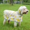 Abbigliamento per cani Moda Giacca antipioggia per animali domestici Resistente all'usura Elegante motivo floreale Impermeabile trasparente Strumento per giorni di pioggia