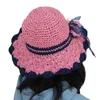 Breda randen hattar bomhcs band handgjorda kvinnor sommar vårparty cap strand uv sol