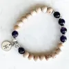 Länkarmband MG1731 Design Fiskar Zodiac Armband för kvinnor 8 mm Woodbaeds Amethyst Chakra Wrist Mala Handgjorda Gemstone -smycken