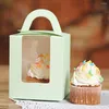 Gift Wrap 5pc Mini Portable Cake Box Cupcake Boxes Dessert French Pastry Single Muffin Baking Mousse Festival Party Packaging