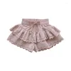 Ensembles de vêtements cerf Jonmi 2023 été Style coréen bébé filles princesse dentelle évider VestTops couches Shorts 2 pièces enfants tenues mignonnes