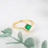 Bandringar Tiny Dainty Green Crystal Rings for Women Gold Color Korean Delicate Zircon Crystal Dating Ring for Teen Trendy Jewelry Gifts