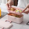 Dinyire Sets Box Bento Lunch Portable Containers Container Boxen School Square houten komkoffer Japanse opslag volwassen dipcompartimenten